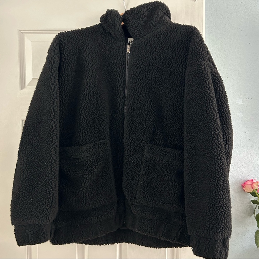 Black oversized I. AM. GIA fuzzy jacket
